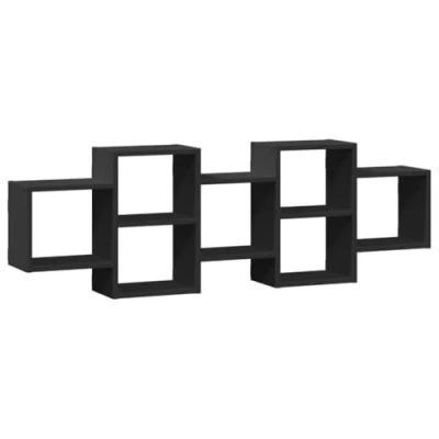 Afbeelding van vidaXL Wandschap 129x18x42 cm bewerkt hout zwart