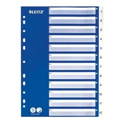 Image de Leitz intercalaires en plastique, chiffres, a4, 1 12, pp, 12516001