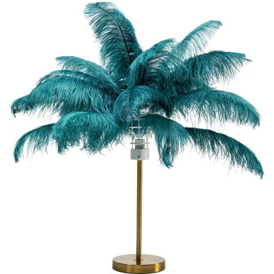 Afbeelding van KARE Feather Palm tafellamp met veren, groen
