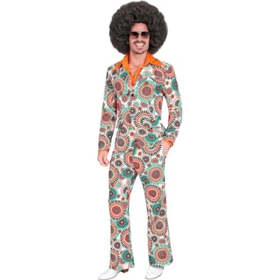 Afbeelding van Widmann Hippie Kostuum Super 60s Mandala Blue 2delig Blauw Small Carnavalskleding Verkleedkleding