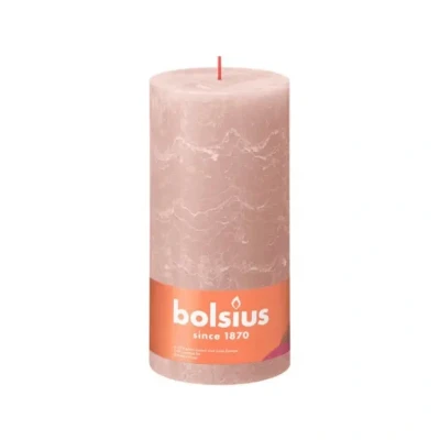 Afbeelding van Bolsius poeder roze rustiek stompkaars 200/100 (125 uur) Misty Pink