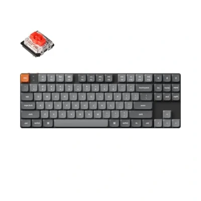 Afbeelding van Keychron K1 Max Ultra Slim QMK/VIA Bluetooth draadloos/USB mechanisch toetsenbord Custom, 2,4 GHz, TKL lay out, witte achtergrondverlichting, gaming met laag profiel Gateron Red Switch