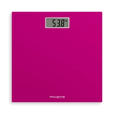 Afbeelding van Rowenta Premiss 2 digitale personenweegschaal, gehard glas, precisieschaal elke 100 g, intelligente functies, groot display, inclusief batterij, fuchsia, 30 x cm