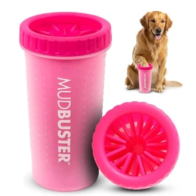 Afbeelding van Dexas PW720233 MudBuster draagbaar hulpmiddel voor het reinigen van hondenpoten, roze, maat L