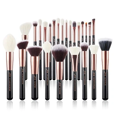 Afbeelding van Jessup T155 make up kwastenset, 25 stuks, cosmetica, up, borstels, ogen, gezicht, oogschaduw, poeder, zwart, roségoud, synthetisch, natuurlijk haar