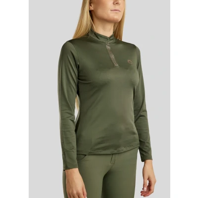 Image de Montar Chemise Briella Rosegold Crystals Longues Manches Pine Green