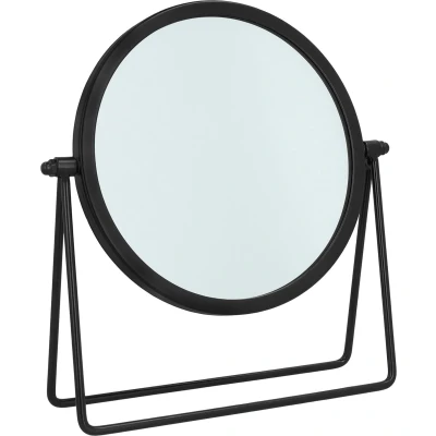 Afbeelding van LYVION Make up Spiegel Staand Zwart Spiegels Tafelspiegel Cosmeticaspiegel Spiegeltje Metaal diameter 16,5 cm