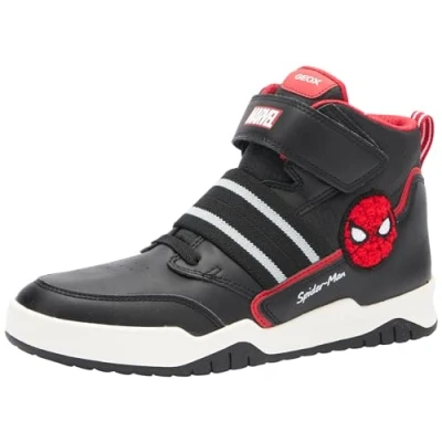 Afbeelding van Geox Marvel Perth BOY Sneakers hoog voor kinderen, Maat: 30, Black/red Imitatieleer/ textiel