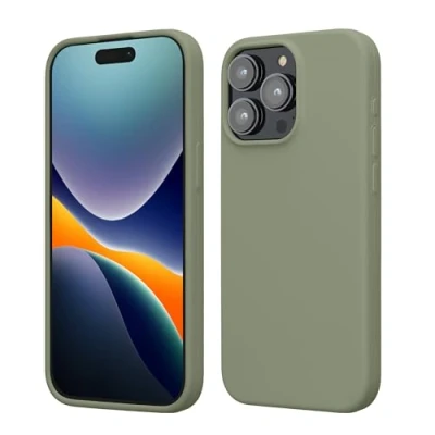Afbeelding van kwmobile Case voor iPhone 15 Pro Max Slank TPU Hoesje met Zachte Afwerking In grijsgroen