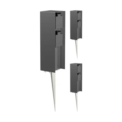 Afbeelding van ledscom.de Buitencontactdoos POMI met grondspies, weerbestendig, IP44, 2 voudig, antraciet, hoekig, 23cm, 3st.