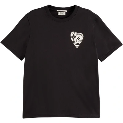 Afbeelding van Scotch &amp; Soda Chest Artwork Regular FIT Tshirt print, Dames, Maat: Small, Black