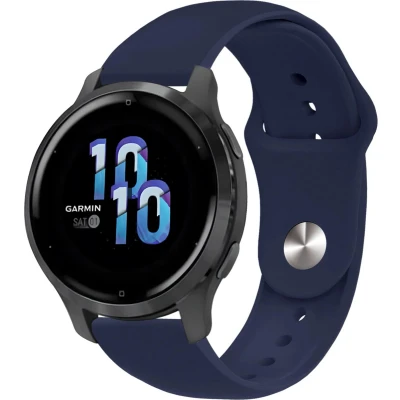 Afbeelding van iMoshion Siliconen 22 mm bandje Geschikt voor Garmin Venu 2 / Fenix 7 Pro 7s 6 Vivoactive 4 Polar Grit X Vantage M2 V2 Donkerblauw