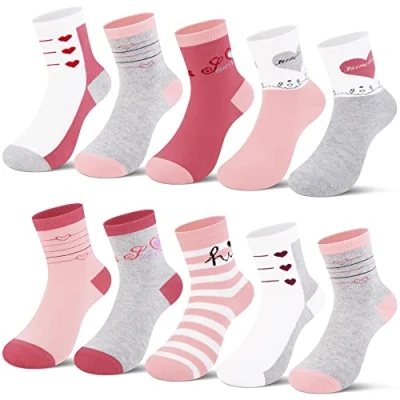 Afbeelding van L&amp;K II 10/12 kindermeisjessokken met schattig patroon sneakersokken Kids voeten van katoen kleurrijk 2848 VA, 10 2851
