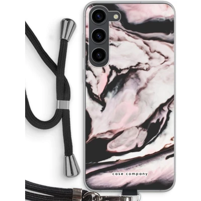 Afbeelding van Case Company® hoesje met Koord geschikt voor Samsung Galaxy S23 Plus Roze stroom Telefoonhoesje Zwart Bescherming aan alle Kanten en Over de Schermrand