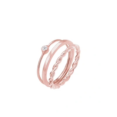 Afbeelding van Elli 3 PACK Ring Rose goldcoloured, Dames, Maat: 54, gold coloured