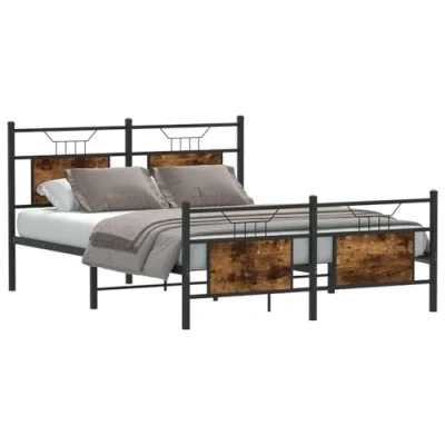 Image de vidaXL Cadre de lit sans matelas chêne fumé 150x200 cm bois ingénierie
