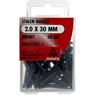 Afbeelding van MUUR SPIJKER.BETON. stalen nagel profi geblauwd 2.0 x 30 mm 50 gr. DELTAFIX