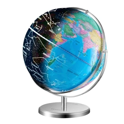 Image de VEVOR globe terrestre lumineux avec support, 330,2 mm, éducatif base stable en métal lourd, veilleuse LED constellation imprimée HD, rotation pour apprentissage classe enfants (Langue : anglais)