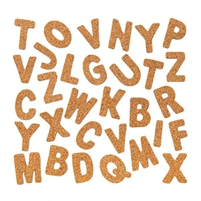 Afbeelding van Baker Ross 156 stuks kurken letters FE544 DIY handwerk decoratie ideaal voor thuis, school en groepskunstprojecten