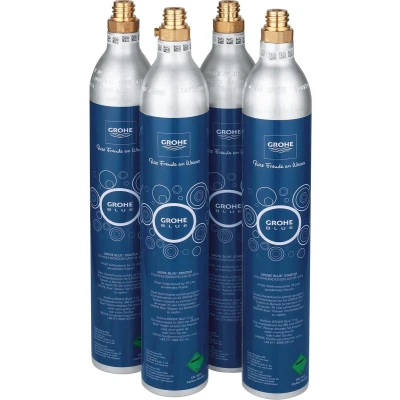 Afbeelding van GROHE Blue® Starterkit, bevat 4 x 425g CO2 flessen voor gebruik van de keukenkraan gefilterd, gekoeld en bruisend water