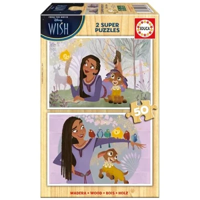 Afbeelding van Educa Set met 2 houten puzzels elk 50 stukjes en Wensfoto&#039;s. Afmetingen: 28 x 20 cm. Aanbevolen 5 jaar (19739)