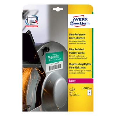 Image de Avery zweckform L7914 10 étiquettes ultra résistantes 99,1 x 67,7 mm (80 pièces)