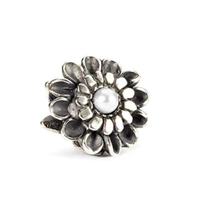 Afbeelding van Trollbeads Zilveren 925 Bead Chrysanthemum of November, sterling zilver, parel, Parel