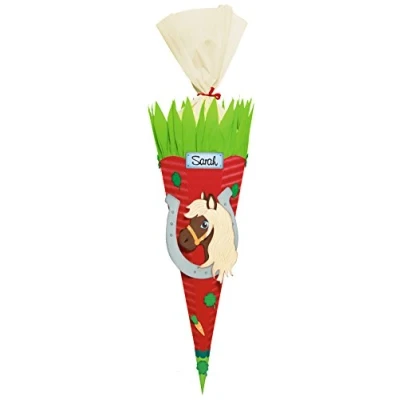 Afbeelding van Ursus 9850029 snoepzak knutselset Pony, zeshoekig, hoogte ca. 68 cm, diameter 20 inclusief handleiding en voorgebogen om zelf te knutselen, ideaal voor de inschrijving