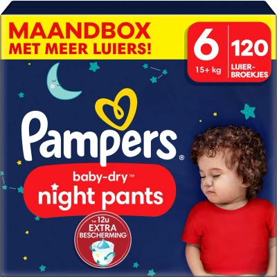 Afbeelding van Pampers Baby Dry Night Pants Maat 6 Maandbox 120 stuks 15+ KG