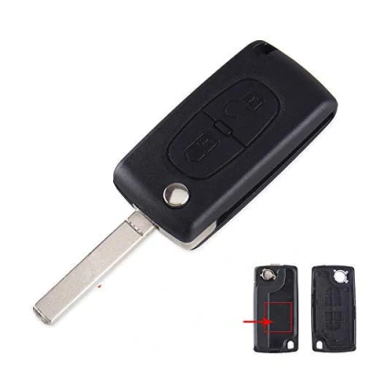 Afbeelding van Afstandsbediening sleutelhoes voor Peugeot 207 307 308 407 607 807 Citroen C2 C3 C4 C5 C6 opvouwbare autosleutelhoes 2 knoppen 3 (2 knoppen, VA2 BLADE CE0523)