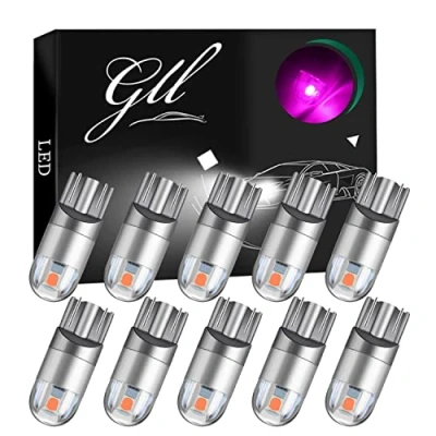 Afbeelding van T10 ledlampen, roze, 501 W5 W, 3030 2 SMD 120 lumen, voor autokoepellampen, zijverlichting, naamplaatverlichting, kofferbakverlichting