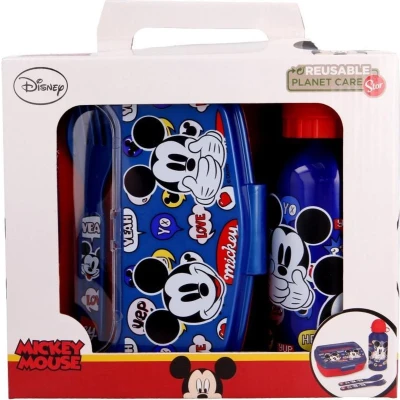 Afbeelding van Mickey Mouse lunchset 4 delig Disney broodtrommel met bestek en bidon