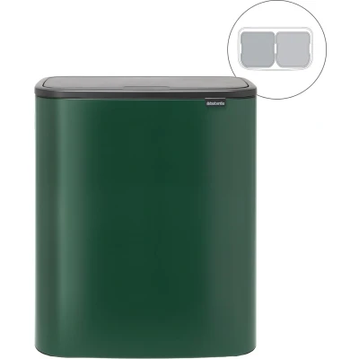 Afbeelding van Brabantia Bo Touch Bin Recycle Duo Prullenbak Met Deksel 2 X 30 Liter Groen