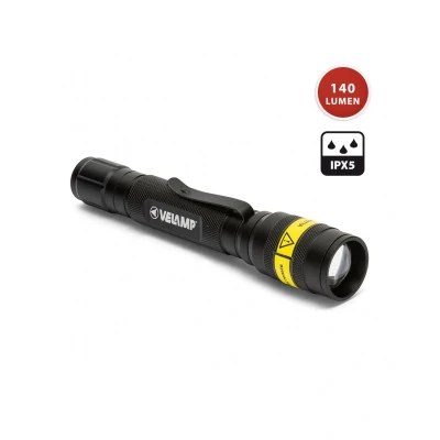 Afbeelding van Velamp KOST, tactische zaklamp, CREE XPE R3 LED, focusseerbaar, extreem licht, 140 lumen, inclusief batterijen