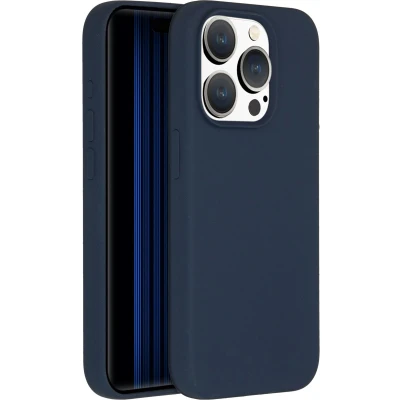 Afbeelding van Accezz Hoesje Geschikt voor iPhone 15 Pro Siliconen Liquid Silicone Backcover Donkerblauw