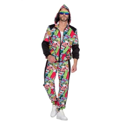 Afbeelding van Wilbers &amp; Aso Biker New Kids Kostuum Retro Trainingspak Strip Pop Art Multicolor Large Carnavalskleding Verkleedkleding