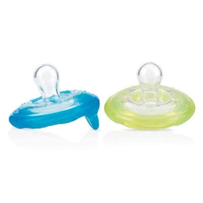 Afbeelding van Nuby 2 Natural Flex Cherry Fopspenen Groen Fel Blauw 6 36m