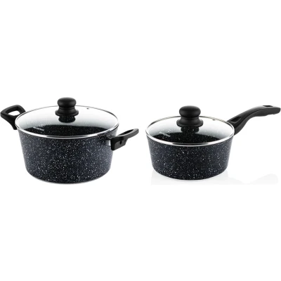 Afbeelding van Westinghouse Pannenset Black Marble (Braadpan ø 24 cm + Steelpan 18 cm) Inductie en alle andere warmtebronnen
