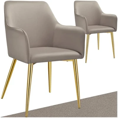 Afbeelding van tectake® Eetkamerstoel Avane Fluweellook, Gestoffeerd Set van 2 taupe