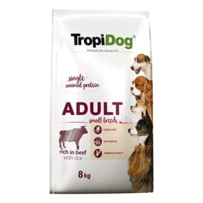 Afbeelding van 2x 8kg Tropidog Premium Adult Small Rund &amp; Rijst hondenvoer droog