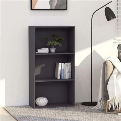 Afbeelding van vidaXL Boekenkast met 3 schappen 60x30x114 cm bewerkt hout grijs