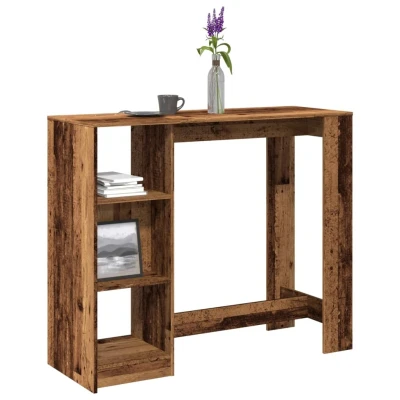 Afbeelding van vidaXL Bartafel met schap 124x46x103,5 cm bewerkt hout oud houtkleurig
