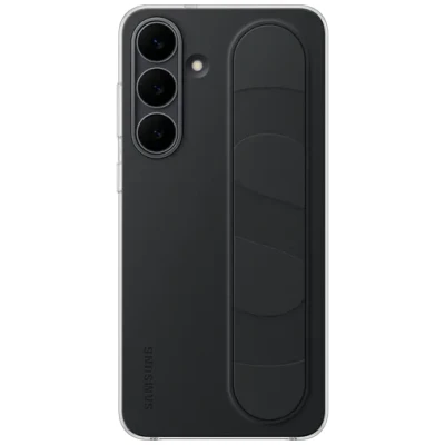 Image de Coque en silicone avec lanière et fonction Stand Noir pour Samsung Galaxy S25 FE