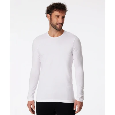 Afbeelding van Schiesser 95/5 longsleeve O hals shirt wit S