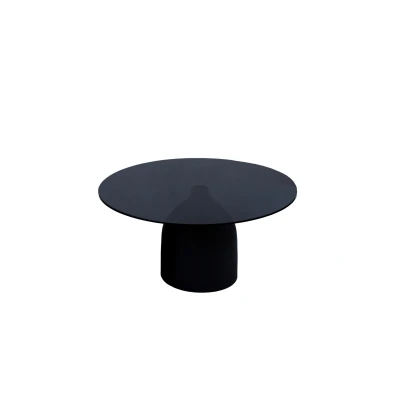 Afbeelding van Livingfurn Bijzettafel Brix Isa Glas Zwart 70cm