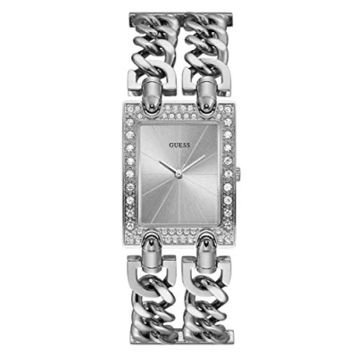 Afbeelding van Guess Heavy Metal Analoog dameshorloge met roestvrijstalen armband, zilver., armband