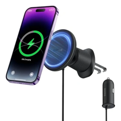 Afbeelding van Baseus Magnetische Telefoonhouder Autolader Compatibel met MagSafe 40W Zwart