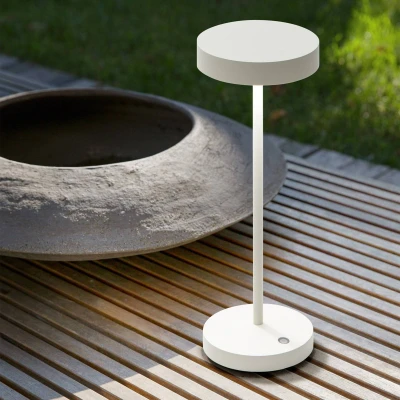Afbeelding van Ideal Lux LED oplaadbare buiten tafellamp Toffee wit, metaal 32 cm