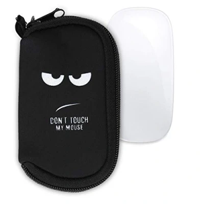 Afbeelding van kwmobile hoes geschikt voor Apple Magic Mouse 1 / 2 Hoesje muis in wit zwart Don&#039;t Touch My design