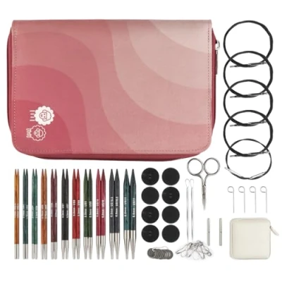 Afbeelding van KnitPro Dreamz Verwisselbare naaldenset, paar rondbreinaalden, 11 x 13 cm, met accessoires, set, kleurcode voor beginners, professionals en geschenkdoos